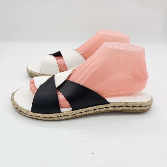 Joie Black White Colorblock Open Toe Leather Slide Sandals Size EU 38.5 / US 8.5 - Picture 3 of 16